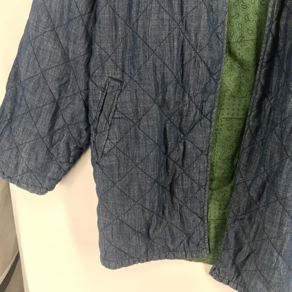 Current Air Anthropologie Bobbie Reversible Quilted Denim Cotton Chore Jacket L - Picture 5 of 13